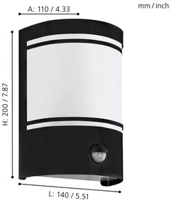 Eglo 99566 - Applique da esterno con sensore CERNO 1xE27/40W/230V IP44