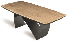 Tavolo allungabile 300 cm con base metallo Nero e piano Rovere Crudo WALL