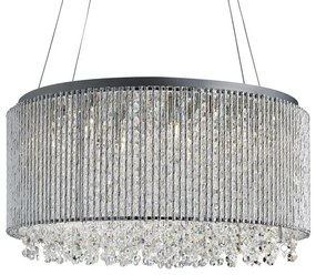 Lampada a sospensione elise ii 8lt - metallo cromato e cristallo tr...