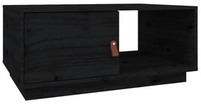 Tavolino da salotto nero 80x50x35,5cm in legno massello di pino