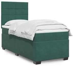 Giroletto A Molle Con Materasso Verde Scuro 100x200 Cm Velluto /