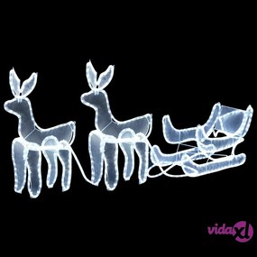 vidaXL Decorazione Luminosa Natalizia Slitta e 2 Renne in Rete 648 LED