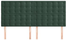 Testiera 4 pz verde scuro 80x5x78/88 cm in velluto