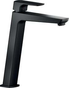 Rubinetto per lavabo collo alto Acquaviva NOBILI con getto laminare cristallino nero matt H 26.7 cm