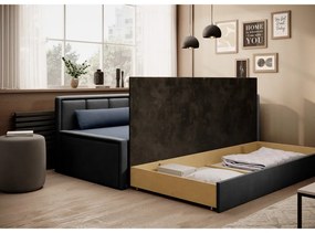 Divano blu/grigio allungabile/con contenitore e rivestimento in ciniglia 214 cm Fulgeo – ELTAP