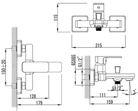 Aqualine - Rubinetto vasca da bagno FACTOR cromo lucido