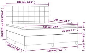 Letto a Molle con Materasso e LED Grigio Scuro 180x200 cm