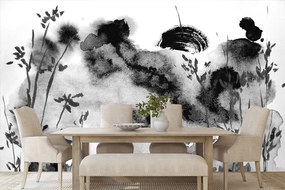 Carta da parati – Pittura giapponese del cielo in bianco e nero