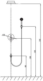 New line set doccia con soffione abs con cascata miscelatore 5 vie e doccetta con flessibile 150 cm cromo