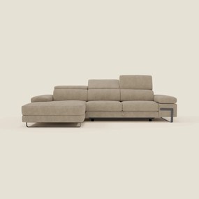 Zayana Divano angolare estraibile - braccioli e poggiatesta reclinabili in tessuto impermeabile T02 beige