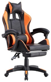 Sedia gamer reclinabile con poggiapiedi arancione