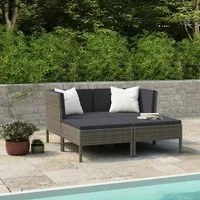 Set Divani da Giardino 4 pz con Cuscini in Polyrattan Grigio cod mxl 37798