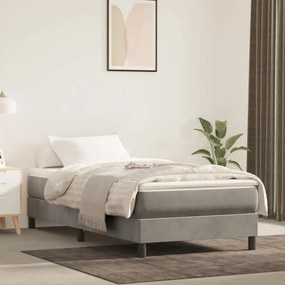 Materasso A Molle Grigio Chiaro 100x210x20 Cm İn Velluto /