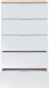 Cassettiera Moderna 5 Cassetti 60x40x110 Bianco E Rovere Basic Line