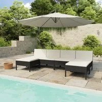 Set Divani da Giardino 6 pz con Cuscini in Polyrattan Nero 3056986