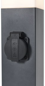 Lampada da esterno grigio scuro con vetro opale 45 cm IP44 con presa e sensore di movimento - Malios