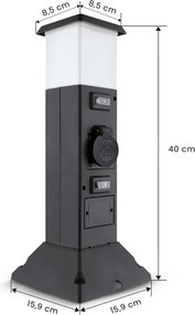 Brilagi - Lampada da esterno con 2 prese SCHUKO, 1x attacco E14 (max 15W), 230V, IP44, nera