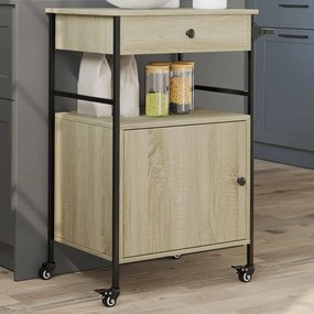 Carrello Da Cucina Rovere Sonoma 56x43x89,5cm Legno Multistrato /