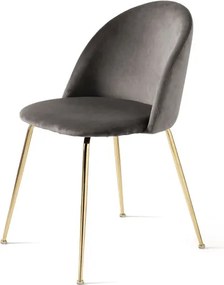 Sedia da pranzo in velluto Grigio Scuro e gambe metallo Oro - VENEZIA 2 sedie