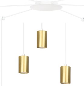 Sospensione A Ragno In Acciaio Bianco E Oro 6 Luci Tracker Con Cavo 3 Metri