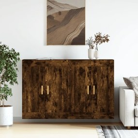 Armadietti A Parete 2 Pz Rovere Fumo İn Legno Multistrato /