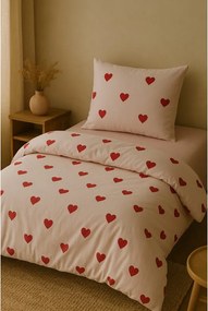 Set copripiumino e federa rosa per letto singolo o esteso con lenzuolo incluso/3 pezzi 160x220 cm Red Heart – Mila Home