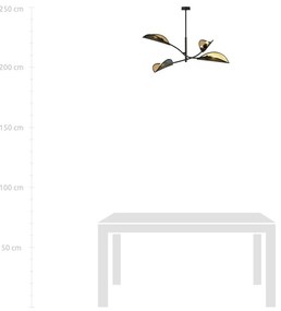 Lampadario a Sospensione in Acciaio e Tessuto LOTUS 4 Nero 4xE14
