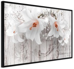 Poster  Lilies on Wood  Cornice Quadri Cornice nera, Larghezza x Altezza Home decor 90x60