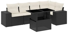 Set divano da giardino 6 pz con cuscini nero in polyrattan