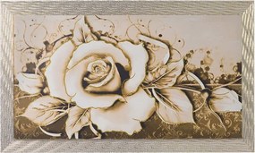 Quadro su tela moderno 72X132 cm tema Floreale con cornice in legno decorata