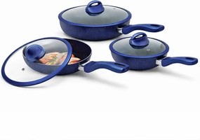 Set 6 Pezzi Padelle con Coperchio 20-24-28 cm in Alluminio Blu...