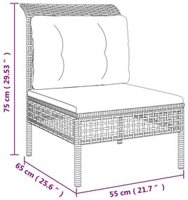 Set Divani da Giardino 5 pz con Cuscini in Polyrattan Grigio