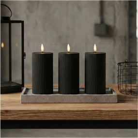 Set da 3 candele LED BRILLO LED/2xAA 15 cm, nere, con telecomando