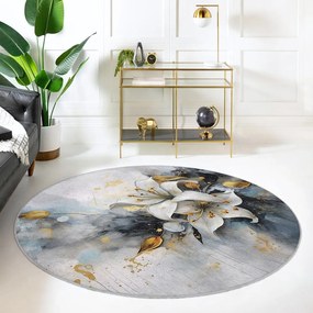 Tappeto rotondo blu/grigio lavabile ø 120 cm Golden Lilly – Mila Home