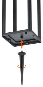 Paletto Lanterna Solare 80cm Nero con Sensore + Picchetto Colore Bianco Naturale 4.000K