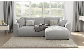 Divano angolare grigio chiaro in velluto (variabile) Lorine - Ropez