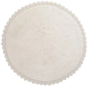 Tappeto in cotone bianco panna fatto a mano, ø 110 cm Perla - Nattiot