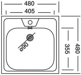 ALVEUS 1074634 - Lavello della cucina ALLUX 48x48 cm opaco acciaio/raso