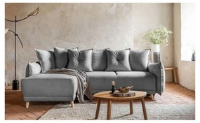 Divano letto angolare in velluto a coste grigio (variabile) Lazy Lukka - Miuform