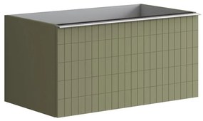 Mobile da bagno sospeso sotto lavabo L 80 x H 40 x P 45.5 cm verde laccato opaco, 2 cassetti Pixel grid