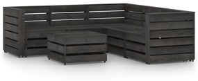 Set Divani da Giardino 6 pz in Legno di Pino Impregnato Grigio