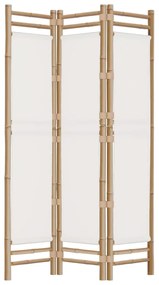 Divisorio ambienti 3 pannelli pieghevole 120 cm bambù e tela