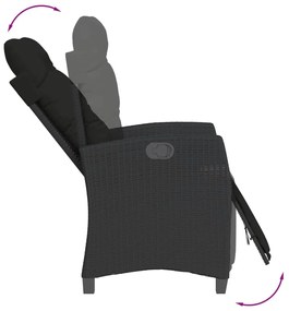Set da pranzo da giardino 5 pz nero con cuscini in polyrattan