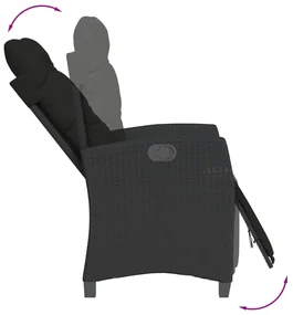 Set da pranzo da giardino 5 pz nero con cuscini in polyrattan