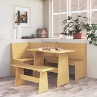 Set da Pranzo 3 pz Marrone Miele in Legno Massello di Pino 3096567