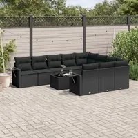 Set Divani da Giardino 11 pz con Cuscini in Polyrattan Nero 3220694