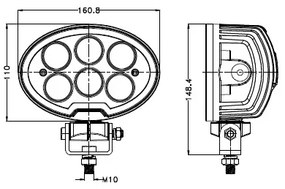 LED Faretto per macchina BLACK LED/60W/10-30V IP69 5700K ovale