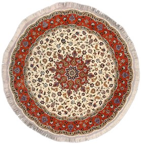Tabriz Tappeto 200x200 Beige (Iran) Annodato A Mano
