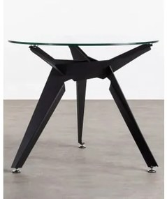 Tavolo da Pranzo Rotondo in Cristallo e Metallo (Ø90 cm) Semfy - The Masie
