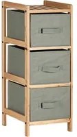 Mobile Cassettiera 3 Cassetti in Legno Naturale e Stoffa Colore Grigio H 70cm